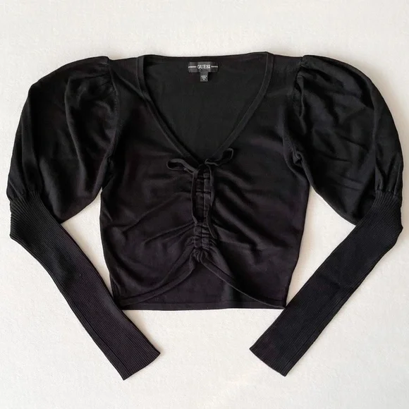 Guess Puff Sleeve Ruched Top - Picture 2 of 9